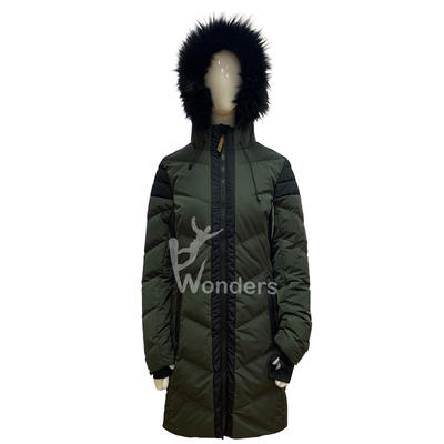 Women’s insulated padded puffer winter parka jacket with fake fur hood