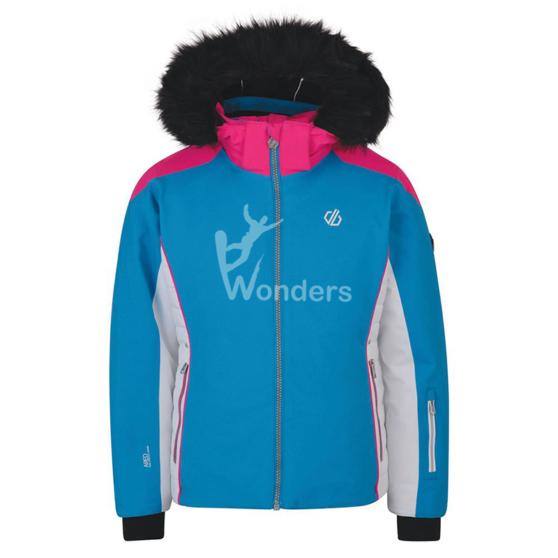 Girls Kids Hoodie Detachable Fur Hoodie Ski Jacket