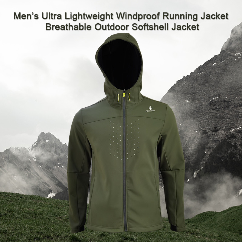 Mens Ultra Lightweight Windproof Running Jacket Breathable Outdoor Softshell Jacket
