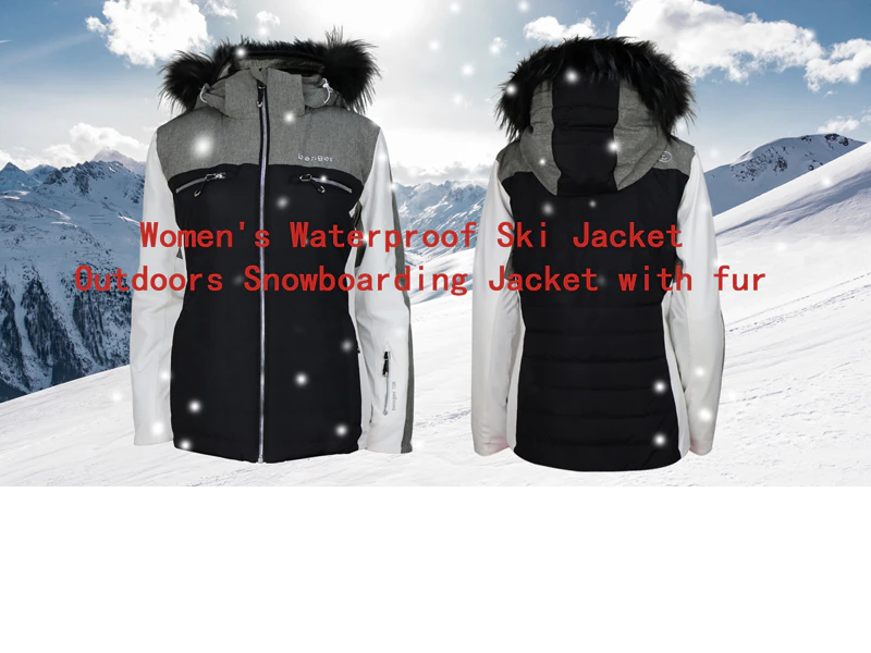 Women's Waterproof Ski Jacket Outdoors Snowboarding Jacket With Fur Hood