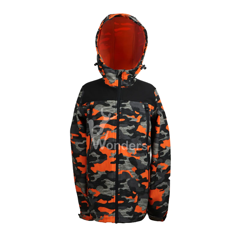 Best Kids Hooded Camo Print Softshell Waterproof Jacket
