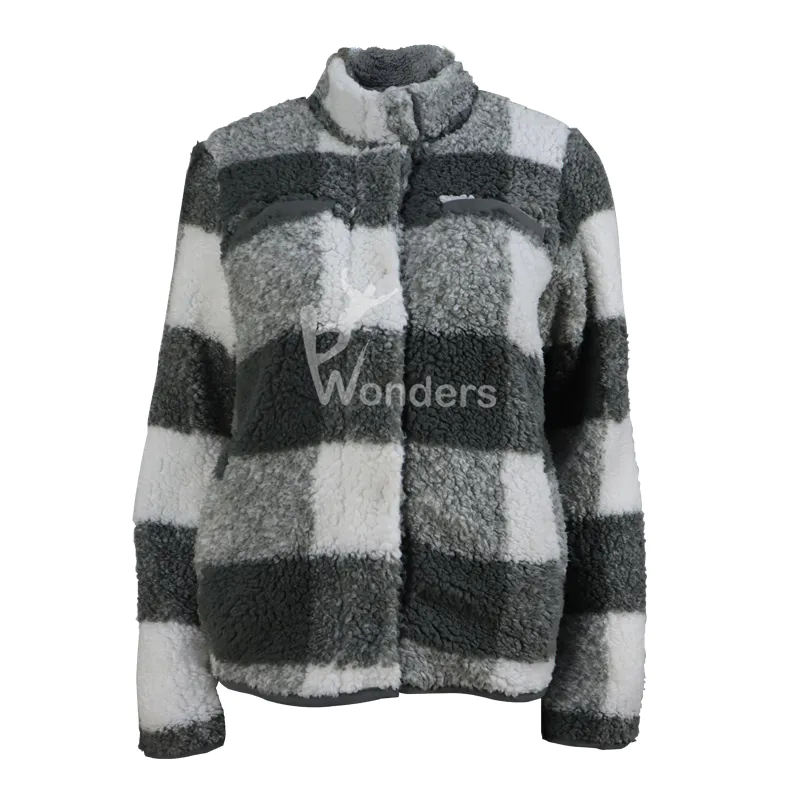 Women‘s Checker Pattern Sweatshirt Polar Fleece Jacket
