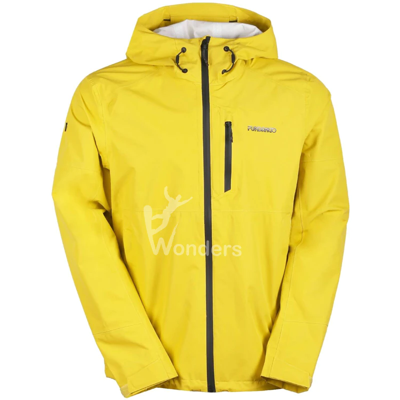 Men’s Yellow Hardshell Jacket Windproof Hoodie Rain Jacket Coat
