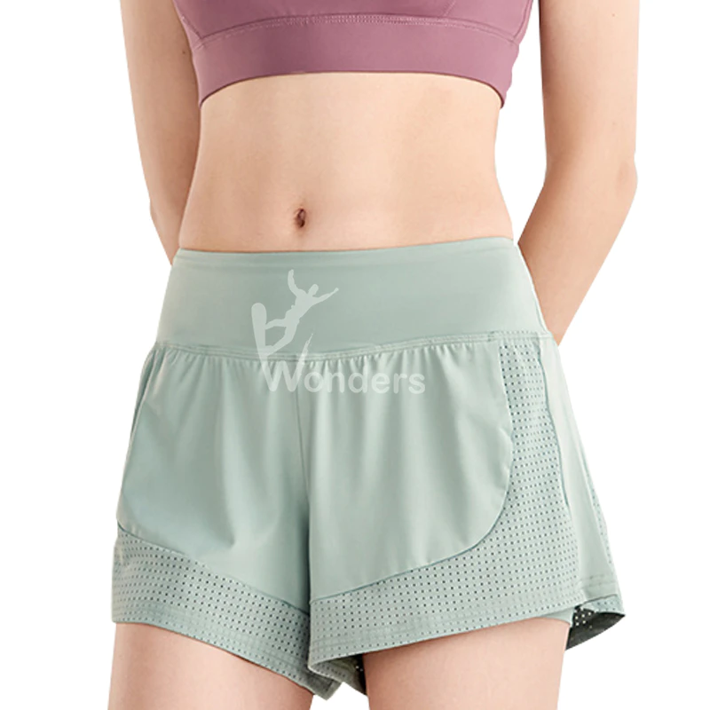 Ladies Double Layer Mesh Running Sports Workout Shorts