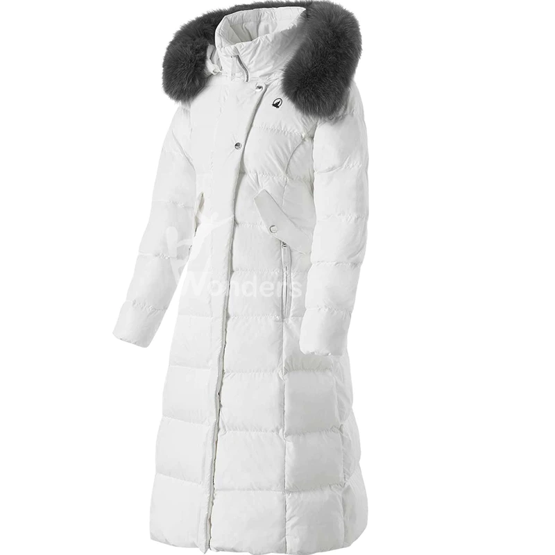 Women’s Hooded Down Jacket Long Puffer Coat with Removable Faux