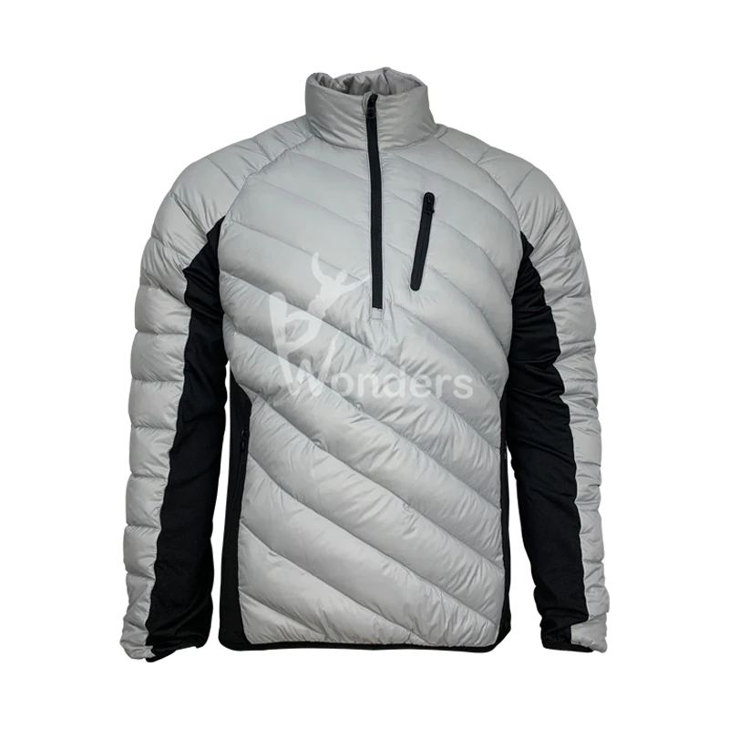 Men’s Hybrid Half Zip Packable Down Jacket Waterproof Pullover