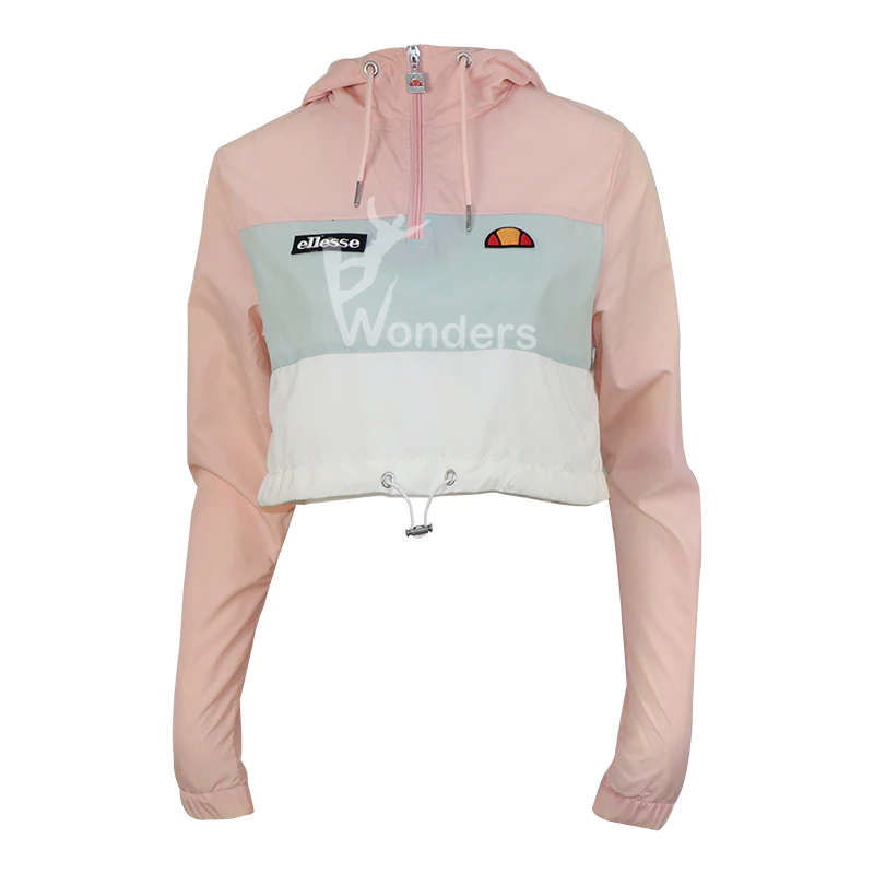 OEM Women windbreak Short Jackets quarter zip pullover Waterproof Crop Sweatshirt for women windbreaker jacket