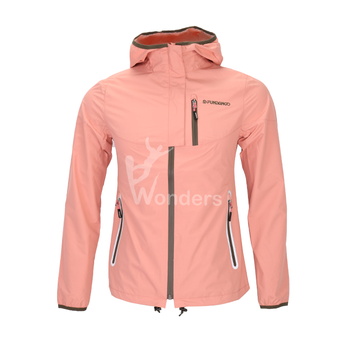 Women's waterproof breathable hooded rain jacket with welded  pocket