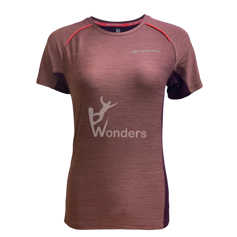 Women's short sleeve quick dry running tee shirts melange contrast color