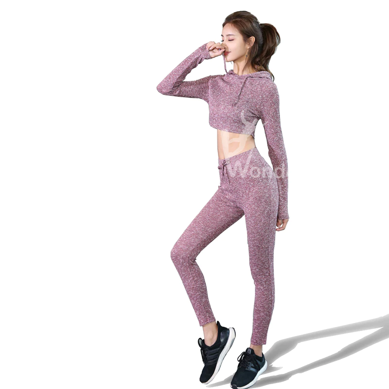 Knitted Yoga Pants Leggings Outfits for Sports-Long sleeve
