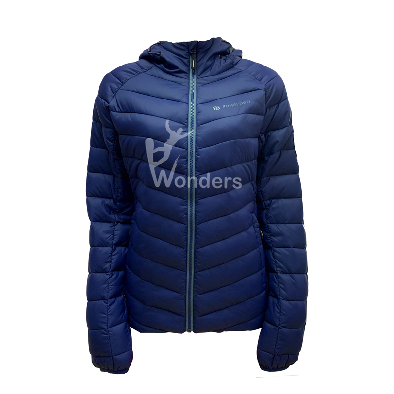 Women's lightweight hooded packable down padded jacket