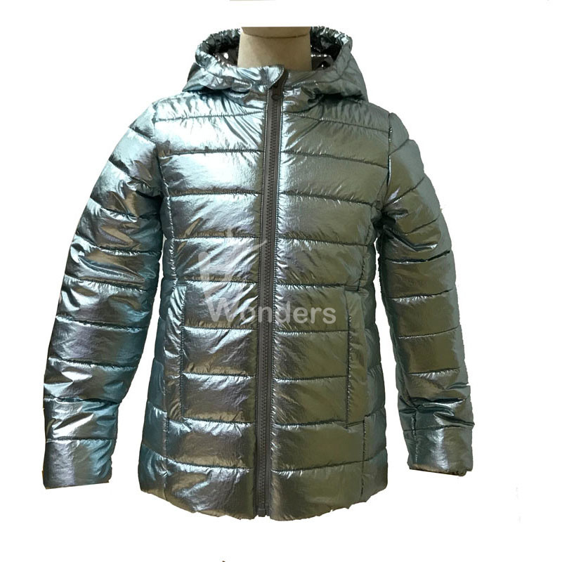 Boy's Shiny silver metallic Fitted Padded hoodie Jacket