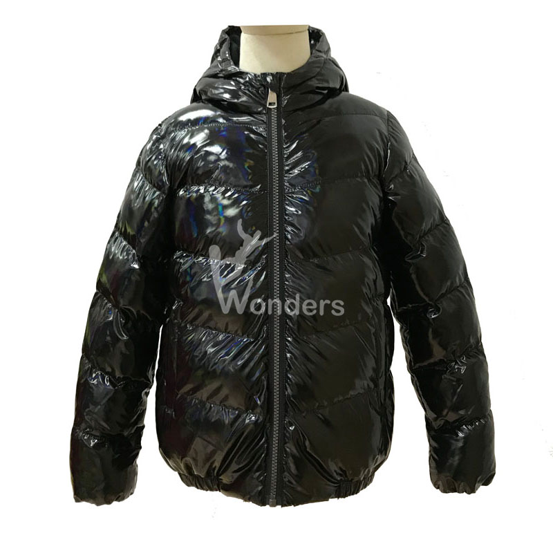 Boy's Shiny PU  Fancy Short Padded puffer  hoodie Jacket