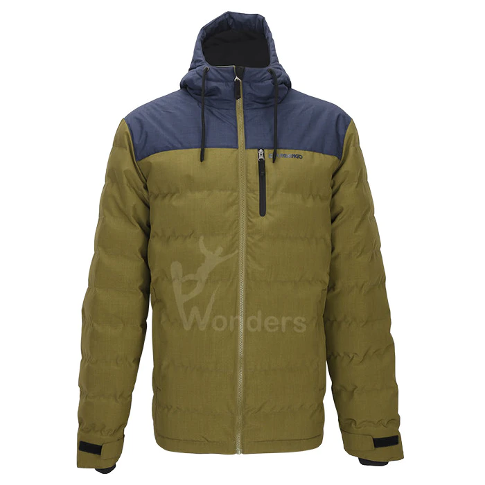 Men’s insulated water-resistant puffer padded hooded jacket heather melange