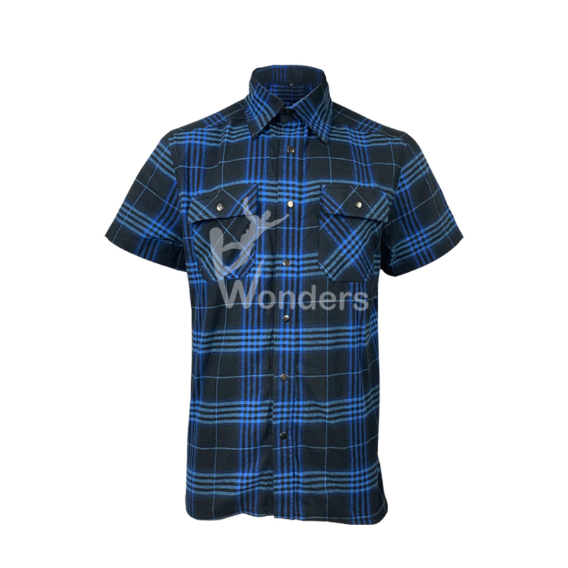 Mens Yarn-Dyed Short-Sleeve Flannel Work Casual Button Fitted Shirts