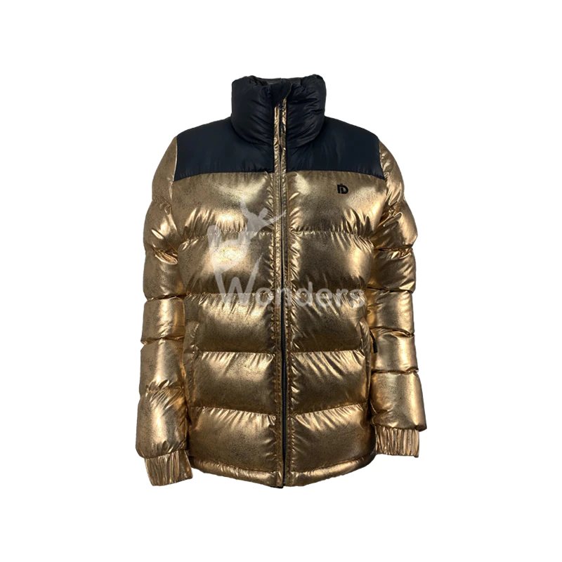 Womens Winter Shiny Metallic Color Padding Jacket Puffer