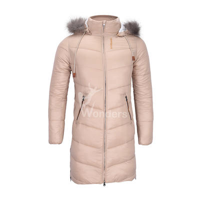 Women's insulated padded puffer down Parka jacket with detachable fake fur hood